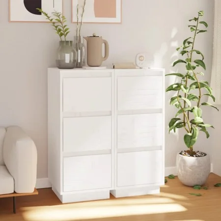 Sideboard 2 Stück aus massivem weißem Kiefernholz 32x34x75 cm von vidaXL, Sideboards - Ref: Foro24-813368, Preis: 87,76 €, Ra...