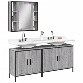 Set de muebles de baño 3 pzas madera contrachapada gris sonoma de , Muebles de baño - Ref: Foro24-3214733, Precio: 185,28 €