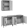 Set de muebles de baño 3 pzas madera contrachapada gris sonoma de , Muebles de baño - Ref: Foro24-3214733, Precio: 185,28 €