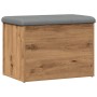 Banco almacenaje madera ingeniería roble artesanal 62x42x45 cm de , Bancos para recibidores y almacenamiento - Ref: Foro24-85...