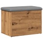 Banco almacenaje madera ingeniería roble artesanal 62x42x45 cm de , Bancos para recibidores y almacenamiento - Ref: Foro24-85...