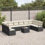 Conjunto de sofá de jardín 11 pcs Negro Poliratán
