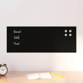 Pizarra magnética de pared vidrio templado negro 80x30 cm