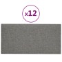 Paneles de pared 12 uds tela gris claro 30x15 cm 0,54 m²