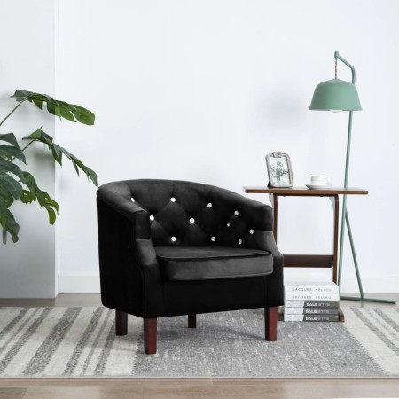 Sillón de terciopelo negro de , Sillones - Ref: Foro24-247007, Precio: 210,96 €