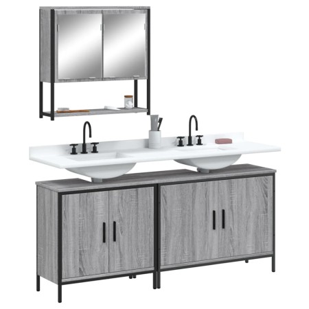 Set de muebles de baño 3 pzas madera contrachapada gris sonoma de , Muebles de baño - Ref: Foro24-3214673, Precio: 173,78 €