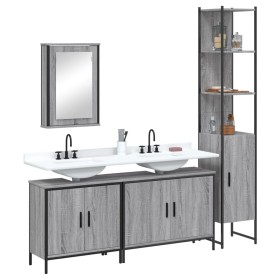 Set de muebles de baño 4 pzas madera contrachapada gris sonoma de , Muebles de baño - Ref: Foro24-3214813, Precio: 249,02 €