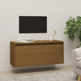 Solid pine honey brown wall-mounted cabinet 80x30x35 cm by vidaXL, Shelves and shelves - Ref: Foro24-813461, Price: 55,10 €, ...