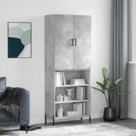 Aparador alto madera contrachapada gris hormigón 69,5x34x180 cm de , Aparadores - Ref: Foro24-3196079, Precio: 127,51 €, Desc...
