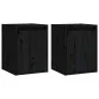Armario de pared 2 uds madera maciza de pino negro 30x30x40 cm de vidaXL, Estantes y estanterías - Ref: Foro24-813484, Precio...