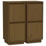 Aparador 2 uds madera maciza de pino marrón miel 31,5x34x75 cm de vidaXL, Aparadores - Ref: Foro24-813387, Precio: 64,25 €, D...