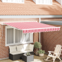 Toldo manual retráctil rayas rojas y blancas 350x250 cm de , Toldos - Ref: Foro24-3330267, Precio: 363,22 €, Descuento: %