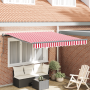 Toldo Manual Retráctil Rayas Rojas y Blancas 350x250 cm de , Toldos - Ref: Foro24-3330271, Precio: 234,14 €, Descuento: %