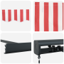 Toldo Retráctil Manual Rayas Rojas y Blancas 350x250 cm de , Toldos - Ref: Foro24-3330281, Precio: 518,11 €, Descuento: %