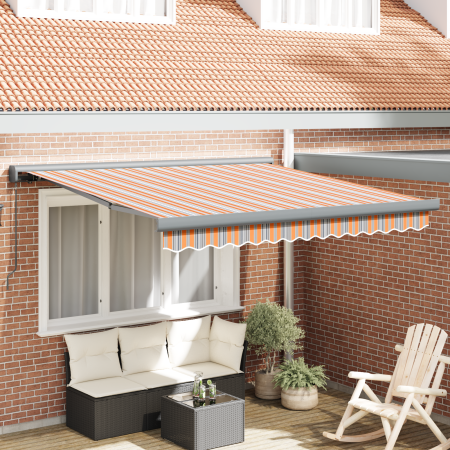 Toldo Retráctil Manual a Rayas Multicolor 350x250 cm de , Toldos - Ref: Foro24-3330299, Precio: 520,41 €, Descuento: %
