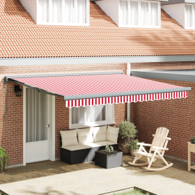 Toldo Retráctil Automático Rayas Rojas y Blancas 400x300 cm de , Toldos - Ref: Foro24-3330556, Precio: 543,22 €, Descuento: %