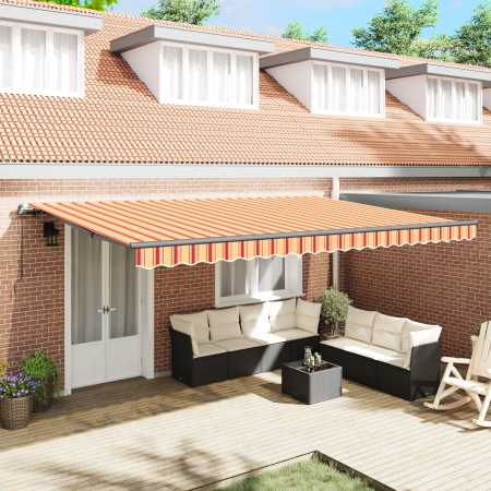 Toldo Retráctil Manual Amarillo y Naranja 500x300 cm de , Toldos - Ref: Foro24-3331247, Precio: 502,53 €, Descuento: %