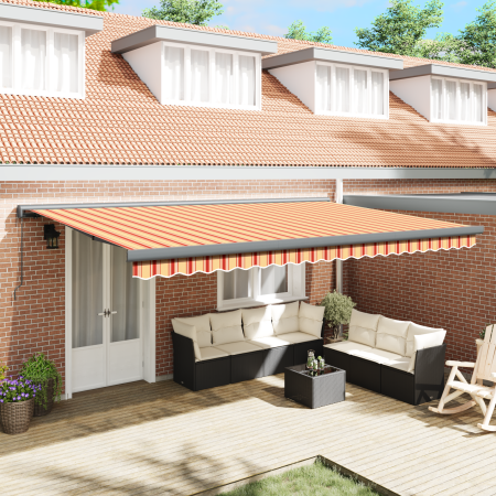 Toldo Manual Retráctil Amarillo y Naranja 500x300 cm