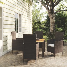 Juego de comedor de jardín 5 pzas con cojines ratán PE negro de vidaXL, Conjuntos de jardín - Ref: Foro24-3094866, Precio: 40...