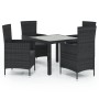 5-piece garden dining set with black PE rattan cushions by vidaXL, Garden sets - Ref: Foro24-3094866, Price: 403,84 €, Discou...