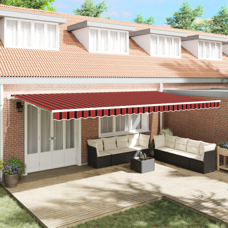 Toldo retráctil manual Naranja y Marrón 600x300 cm