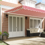 Toldo Retráctil Manual Rayas Rojas y Blancas 600x300 cm
