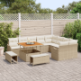 Set de Sofás de Jardín de 12 piezas con Cojines Beige Poliratán