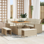 Juego de Sofá de Jardín de 8 Piezas con Cojines Beige Poliratán