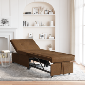 Sofá Cama 3-en-1 Diseño Extensible Marrón Cuero Ante Sintético de , Sofás - Ref: Foro24-42008604, Precio: 214,27 €