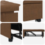 Sofá Cama 3-en-1 Diseño Extensible Marrón Cuero Ante Sintético de , Sofás - Ref: Foro24-42008604, Precio: 214,27 €