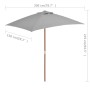 Sombrilla de jardín con palo de madera antracita 150x200 cm de , Sombrillas - Ref: Foro24-44535, Precio: 48,85 €, Descuento: %