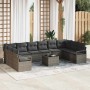Conjunto de sofá de jardín 11 pcs Gris Poliratán