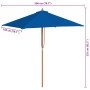 Sombrilla de jardín con palo de madera azul 150x200 cm de , Sombrillas - Ref: Foro24-313885, Precio: 40,09 €, Descuento: %