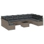 Conjunto de sofá de jardín 11 pcs Gris Poliratán