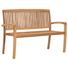 Banco de jardín 2 plazas madera maciza de teca 128,5 cm