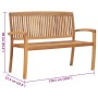 Banco de jardín apilable con cojín madera maciza teca 128,5 cm de , Bancos de jardín - Ref: Foro24-3063285, Precio: 174,08 €