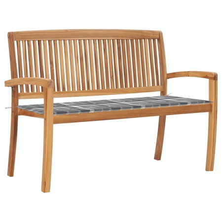 Banco de jardín apilable y cojín madera maciza de teca 128,5 cm de , Bancos de jardín - Ref: Foro24-3063293, Precio: 178,72 €