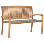 Banco de jardín apilable y cojín madera maciza de teca 128,5 cm de , Bancos de jardín - Ref: Foro24-3063293, Precio: 178,72 €