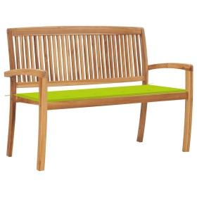 Banco de jardín apilable y cojín madera maciza de teca 128,5 cm de , Bancos de jardín - Ref: Foro24-3063290, Precio: 180,97 €...