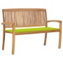 Banco de jardín apilable y cojín madera maciza de teca 128,5 cm de , Bancos de jardín - Ref: Foro24-3063290, Precio: 180,97 €...