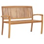Banco de jardín apilable y cojín madera maciza de teca 128,5 cm de , Bancos de jardín - Ref: Foro24-3063290, Precio: 180,97 €...