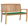 Banco de jardín apilable y cojín madera maciza de teca 128,5 cm de , Bancos de jardín - Ref: Foro24-3063284, Precio: 174,53 €