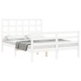 White solid wood bed frame with headboard 140x190 cm by vidaXL, Beds and slatted bases - Ref: Foro24-3193967, Price: 130,93 €...
