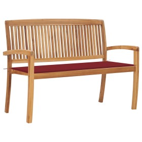 Banco de jardín apilable y cojín madera maciza de teca 128,5 cm de , Bancos de jardín - Ref: Foro24-3063288, Precio: 177,88 €...