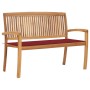 Banco de jardín apilable y cojín madera maciza de teca 128,5 cm | Foro24.es | Tu tienda online para hogar, jardín y más Foro24.es