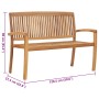 Banco de jardín apilable y cojín madera maciza de teca 128,5 cm | Foro24.es | Tu tienda online para hogar, jardín y más Foro24.es