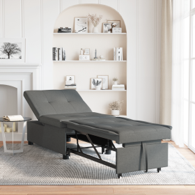 Sofá cama 3 en 1 - Diseño expandible, tela gris oscuro