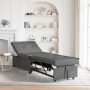 Sofá cama 3 en 1 - Diseño expandible, tela gris oscuro
