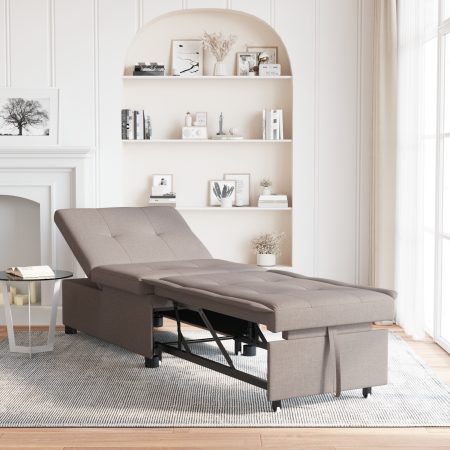 Sofá cama 3 en 1 con diseño desplegable en tela taupe | Foro24.es | Tu tienda online para hogar, jardín y más Foro24.es