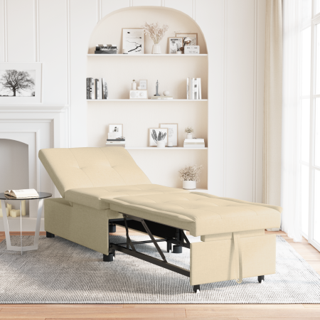 Sofá cama 3 en 1 con diseño plegable en tela crema | Foro24.es | Tu tienda online para hogar, jardín y más Foro24.es